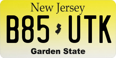 NJ license plate B85UTK