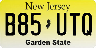 NJ license plate B85UTQ