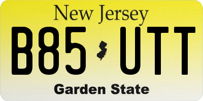 NJ license plate B85UTT