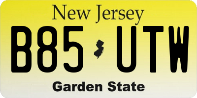 NJ license plate B85UTW