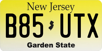 NJ license plate B85UTX