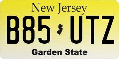NJ license plate B85UTZ