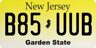 NJ license plate B85UUB