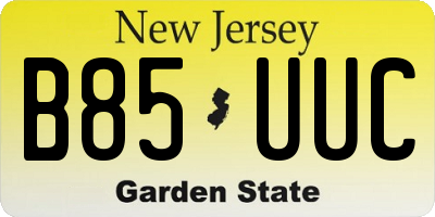 NJ license plate B85UUC