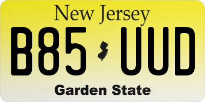 NJ license plate B85UUD
