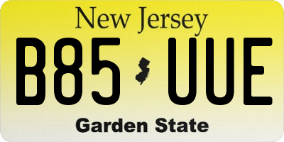 NJ license plate B85UUE