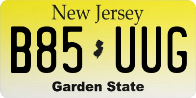 NJ license plate B85UUG