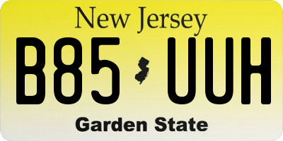 NJ license plate B85UUH