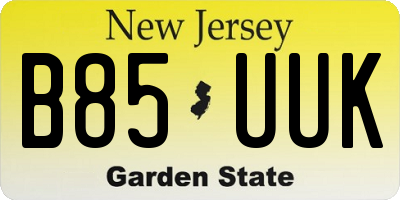NJ license plate B85UUK