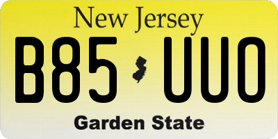 NJ license plate B85UUO