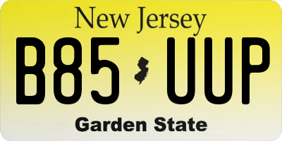 NJ license plate B85UUP