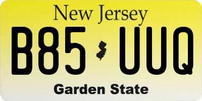 NJ license plate B85UUQ