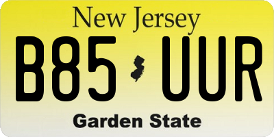 NJ license plate B85UUR