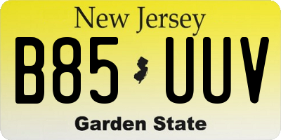 NJ license plate B85UUV