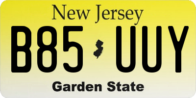 NJ license plate B85UUY