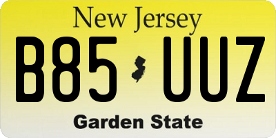 NJ license plate B85UUZ