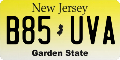 NJ license plate B85UVA