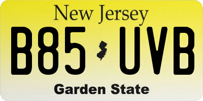 NJ license plate B85UVB