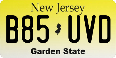 NJ license plate B85UVD