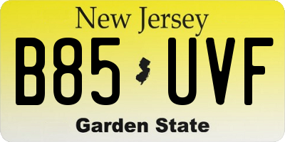 NJ license plate B85UVF