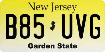 NJ license plate B85UVG