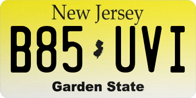 NJ license plate B85UVI