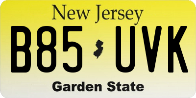 NJ license plate B85UVK