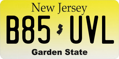 NJ license plate B85UVL