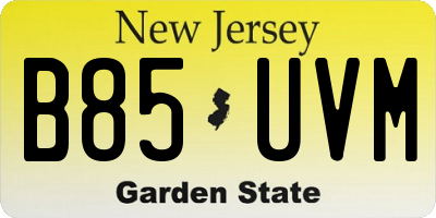 NJ license plate B85UVM