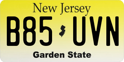 NJ license plate B85UVN