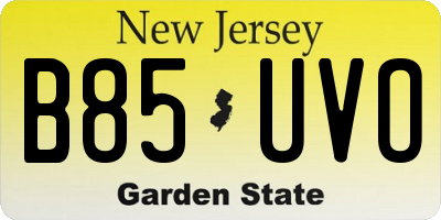 NJ license plate B85UVO