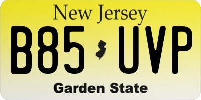 NJ license plate B85UVP