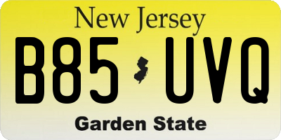 NJ license plate B85UVQ