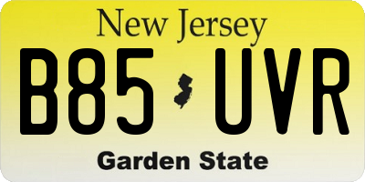 NJ license plate B85UVR
