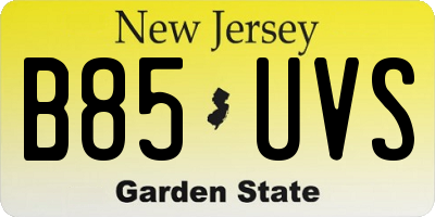 NJ license plate B85UVS