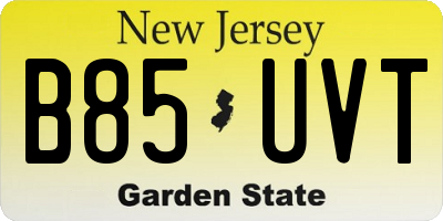 NJ license plate B85UVT