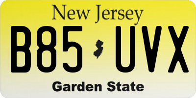 NJ license plate B85UVX