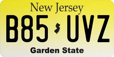 NJ license plate B85UVZ