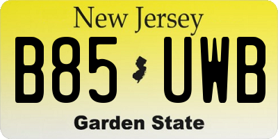 NJ license plate B85UWB