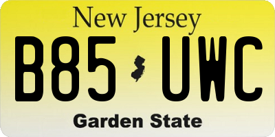 NJ license plate B85UWC