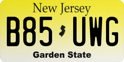 NJ license plate B85UWG