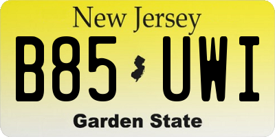 NJ license plate B85UWI