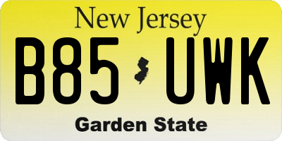 NJ license plate B85UWK