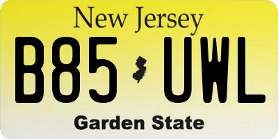 NJ license plate B85UWL