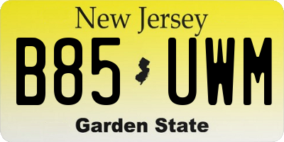 NJ license plate B85UWM