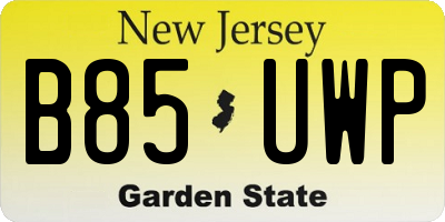 NJ license plate B85UWP