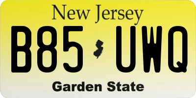 NJ license plate B85UWQ