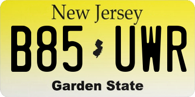 NJ license plate B85UWR