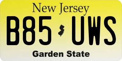 NJ license plate B85UWS