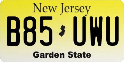 NJ license plate B85UWU